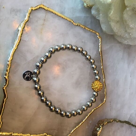 SILVER RUSTIC Cuff with Amber Gold Crystal Bead! - Picture 8 of 17